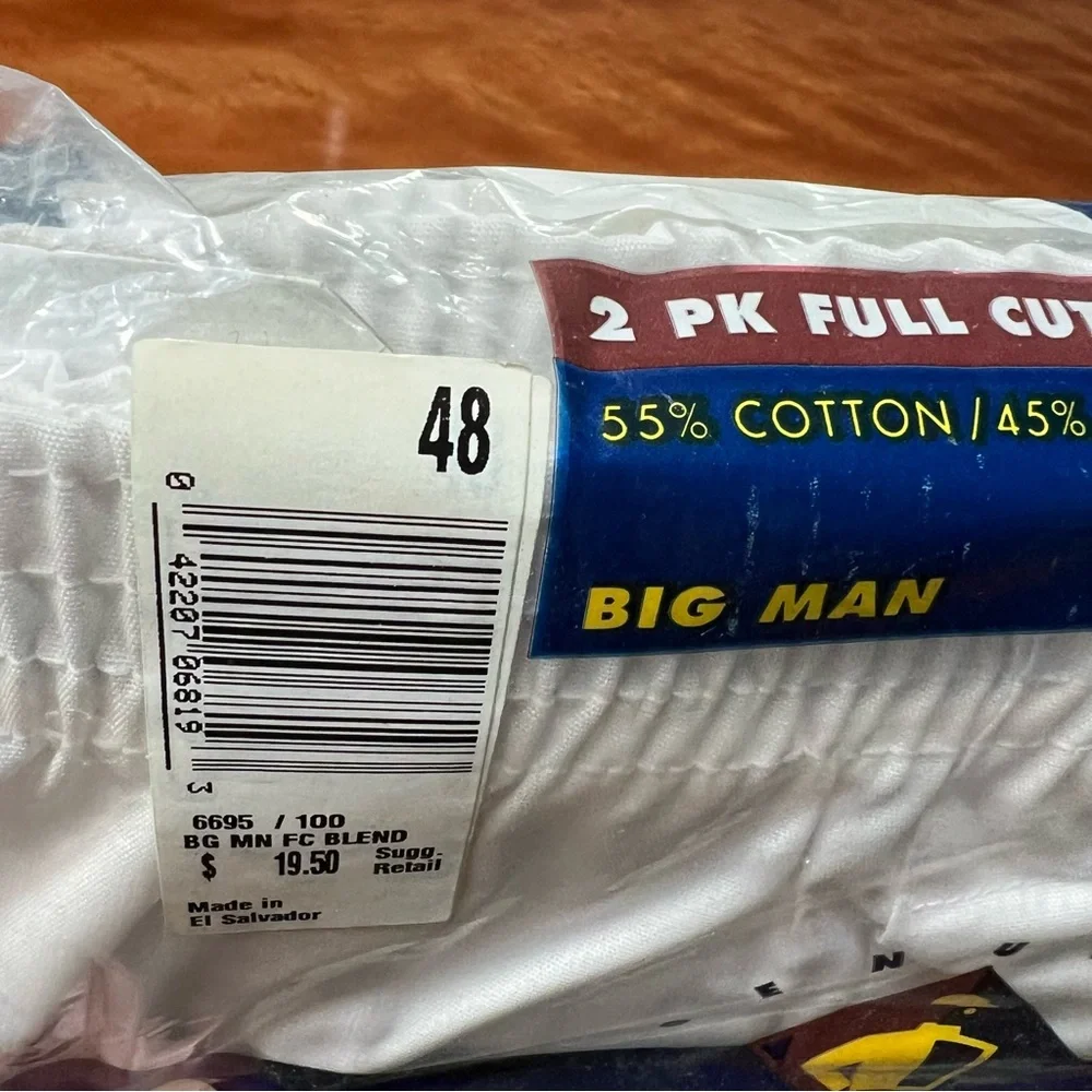 Vintage NOS Jockey Big Man Full Cut Boxers 2 pack size 58 white 1996